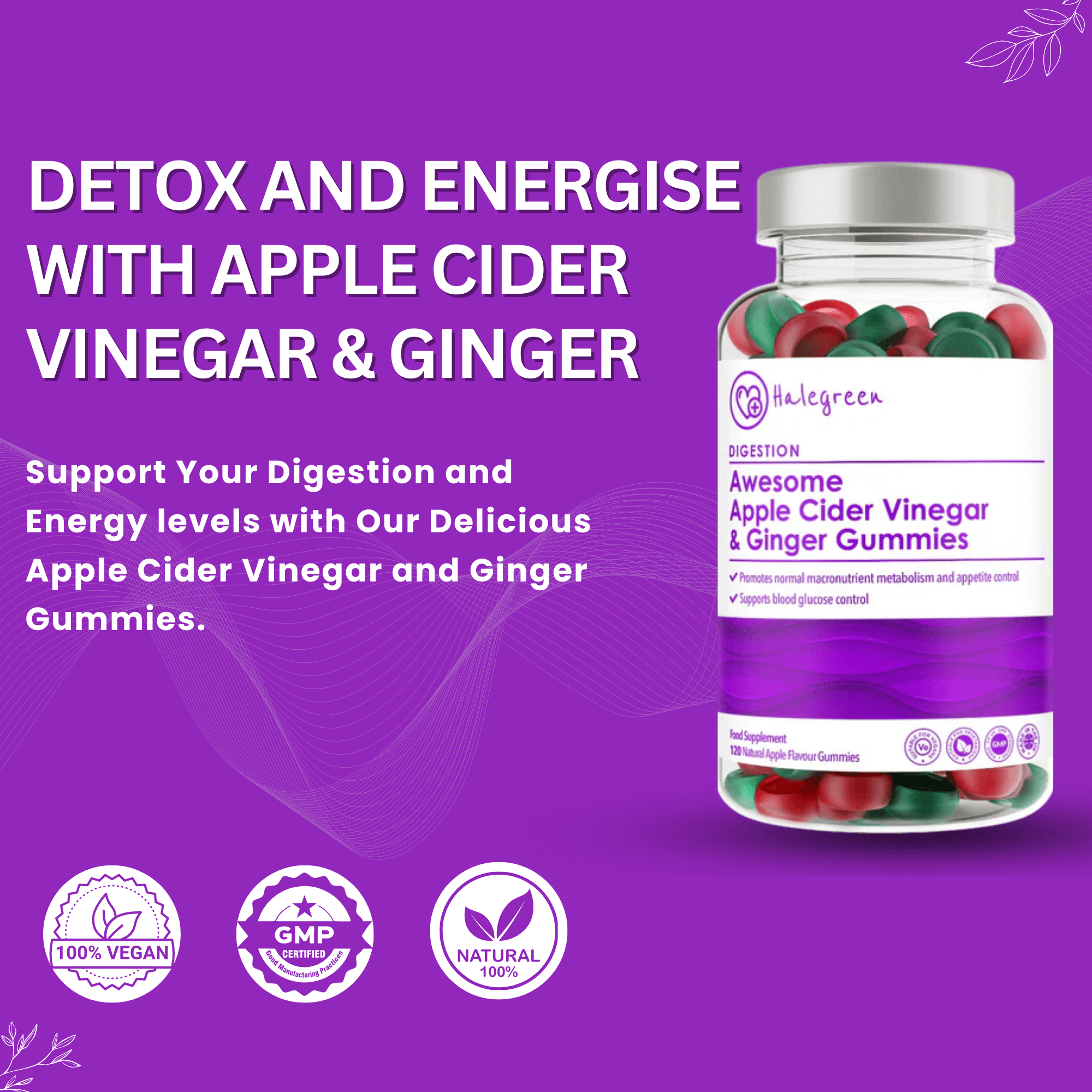 Awesome Apple Cider Vinegar & Ginger - 120 Gummies