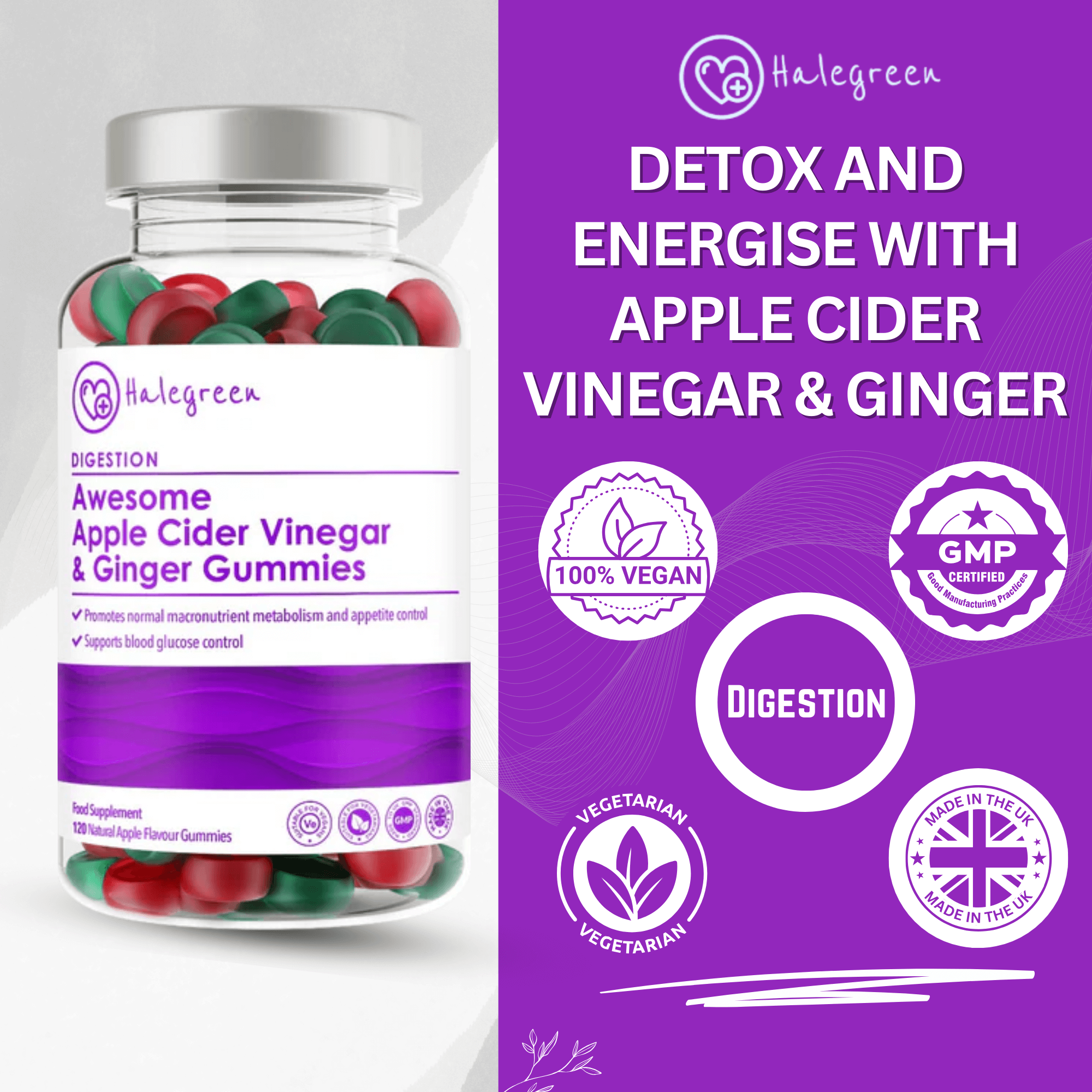 Awesome Apple Cider Vinegar & Ginger - 120 Gummies